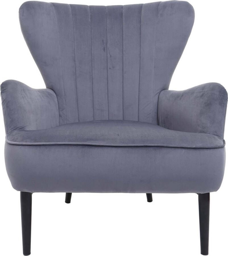 MCW Loungestoel -K37 cocktail fauteuil gestoffeerde fauteuil fluweel (280g m²) ~ grijs