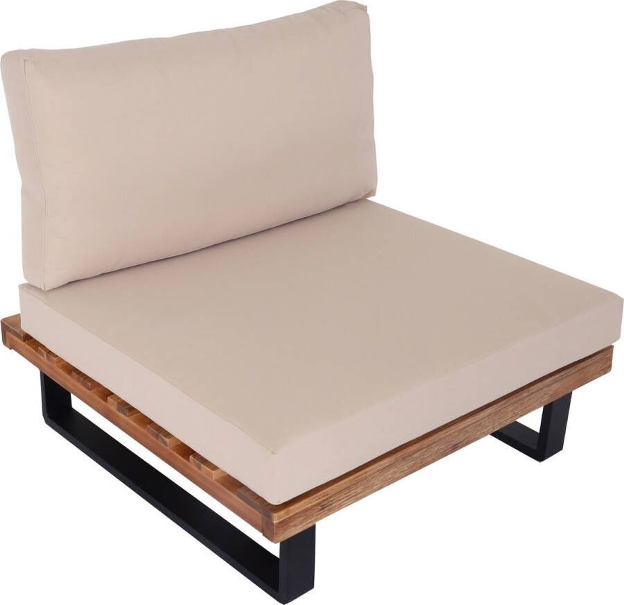 MCW Loungestoel -H54 tuinstoel gesponnen polyaciahout MVG-gecertificeerd aluminium ~ lichtbruin beige bekleding