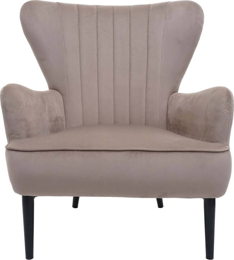 MCW Loungestoel -K37 cocktail fauteuil gestoffeerde fauteuil fluweel ~ taupe