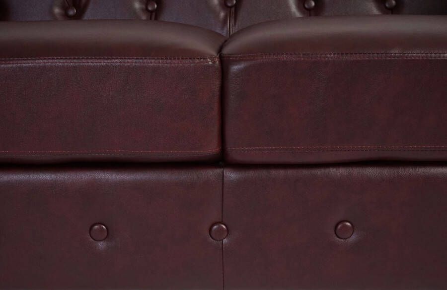 MCW Luxe 2 zitsbank Loungesofa Couch Chesterfield Kunstleder 160cm ~ ronde poten roodbruin - Foto 2