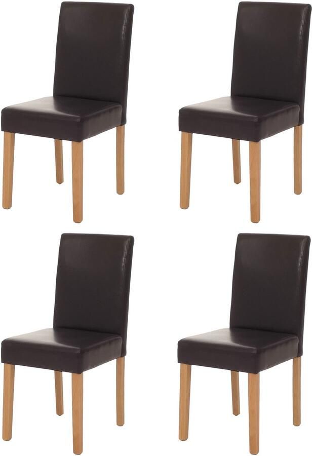 MCW Set van 4 eetkamerstoelen Keukenstoel Littau MVG-gecertificeerd ~ kunstleer bruine lichtgekleurde poten