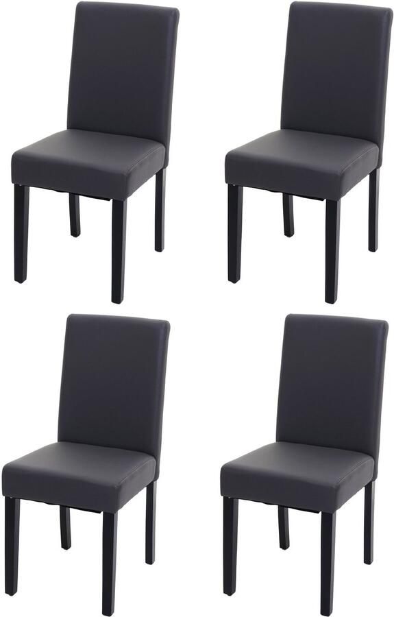 MCW 4-delige set eetkamerstoelen Keukenstoel Littau MVG-gecertificeerd ~ kunstleer grijs mat donkere poten