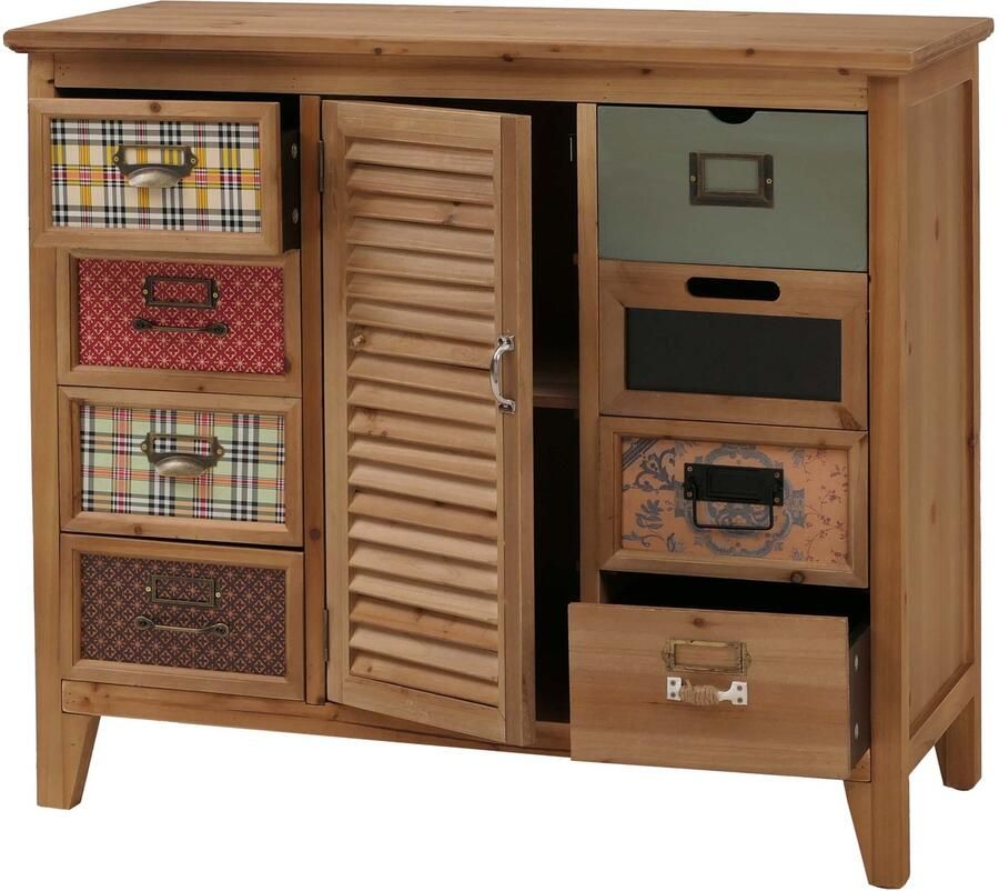 MCW Apothekerskast -O63 kast met lades etikettenhouder vintage shabby luiken 80x91x40 cm ~ corpus naturel