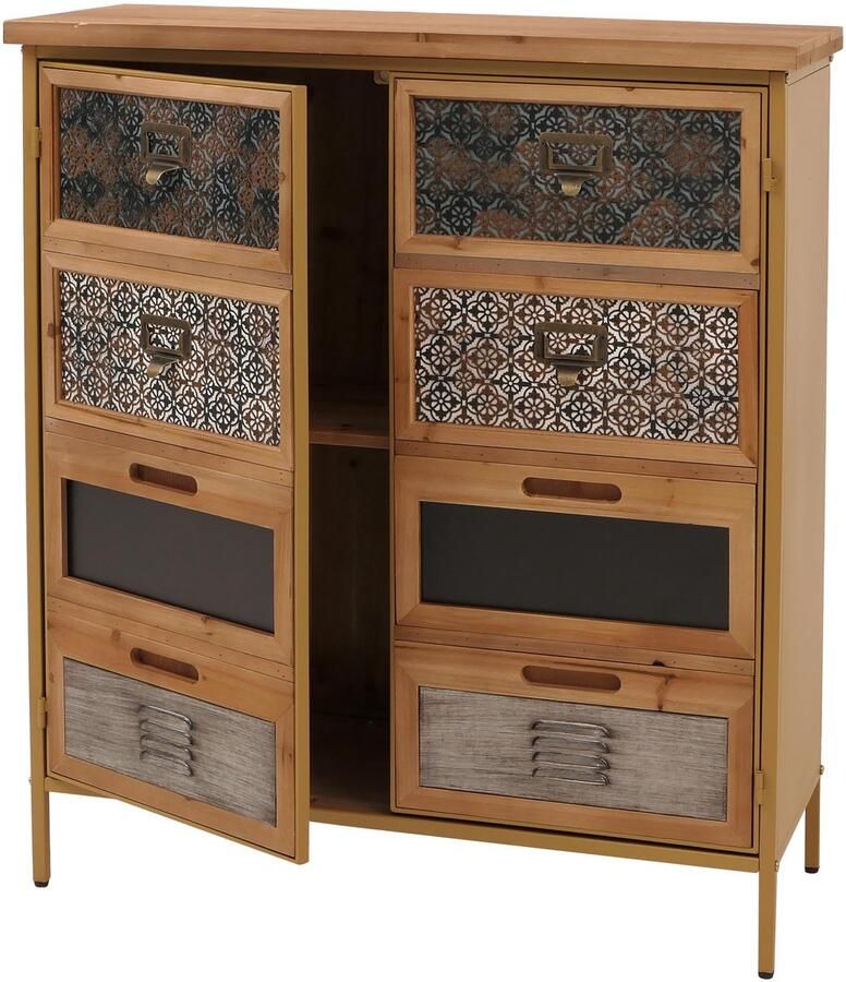 MCW Apothekerskast -O79 kast met hoge opbergvakken vintage shabby-look 94x80x35cm blauw