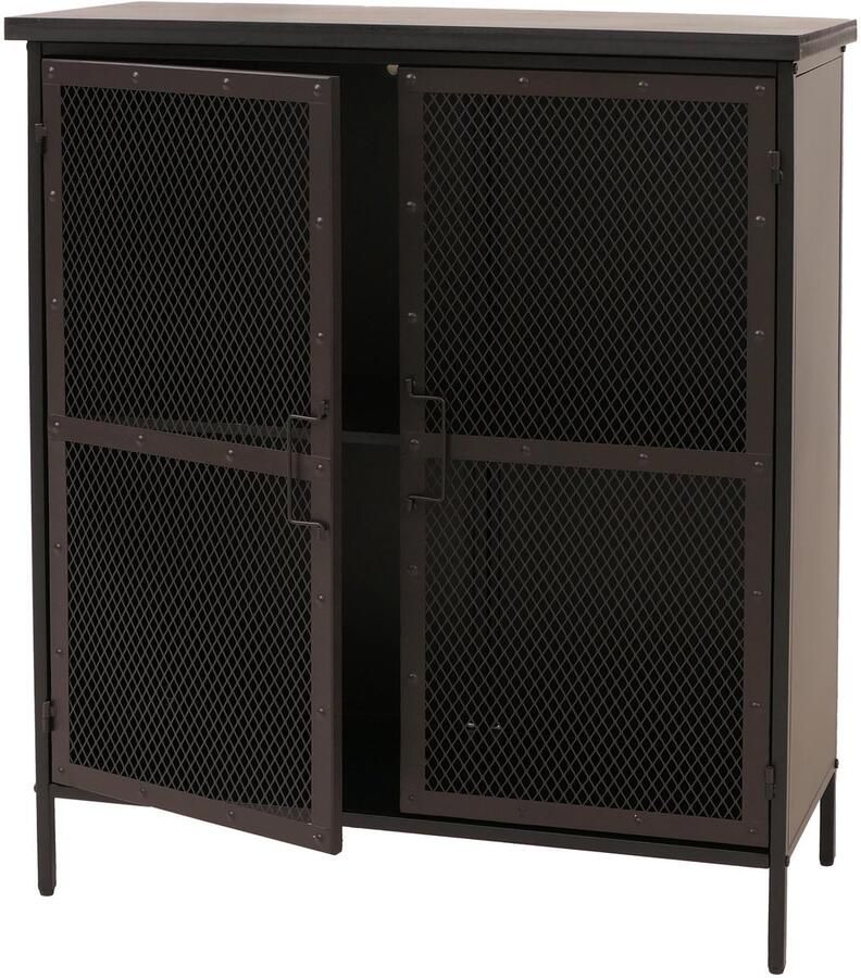 MCW Apothekerskast -O79 kast met hoge opbergvakken vintage shabby-look 94x80x35cm metalen look