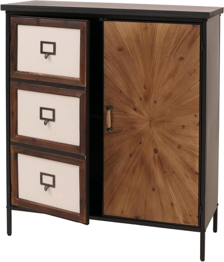 MCW Apothekerskast -O79 kast met hoge opbergvakken vintage shabby-look 94x80x35cm naturel licht