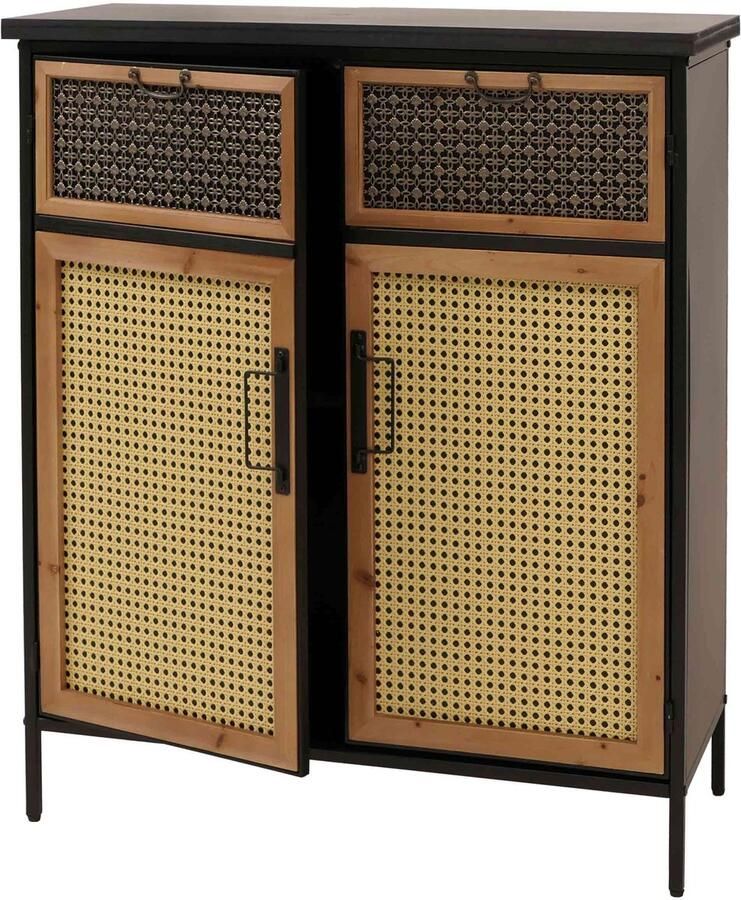 MCW Apothekerskast -O79 kast met hoge opbergvakken vintage shabby-look 94x80x35cm rotanlook