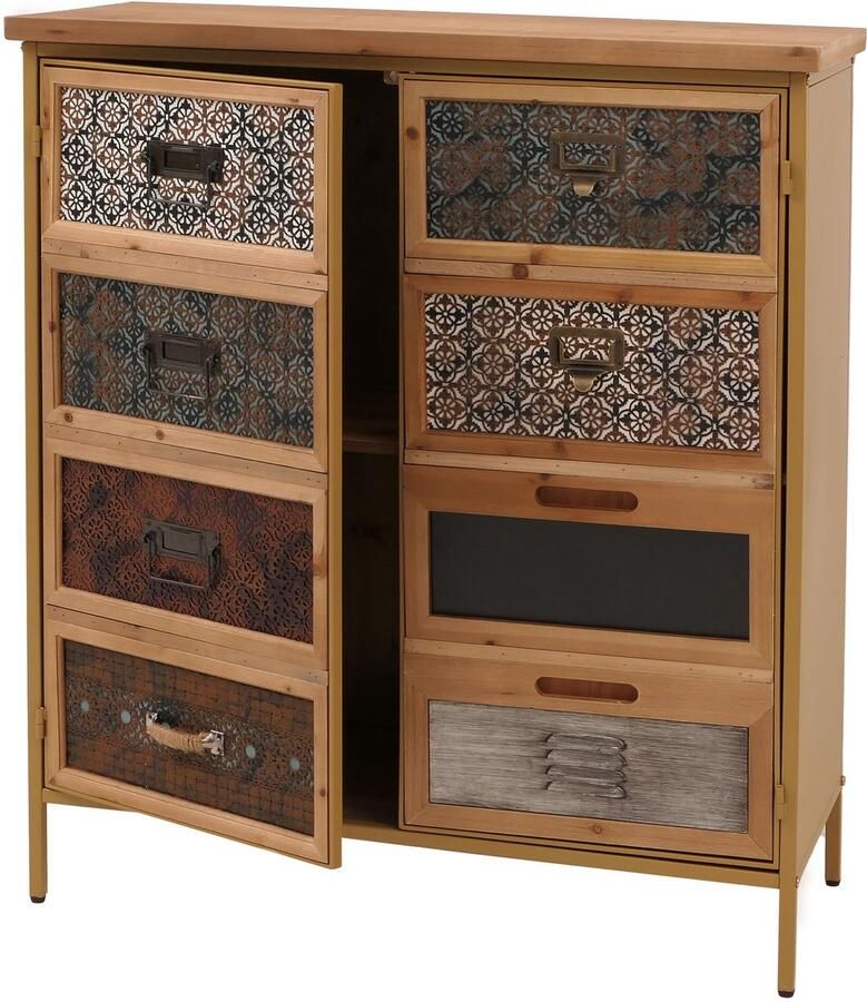 MCW Apothekerskast -O79 kast met hoge opbergvakken vintage shabby-look 94x80x35cm wit blauw