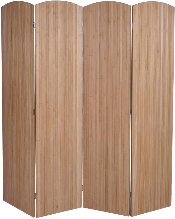 MCW Bamboe kamerscherm -O30 ruimteverdeler scheidingswand zichtbescherming opvouwbaar 4 panelen 170 x 162 cm