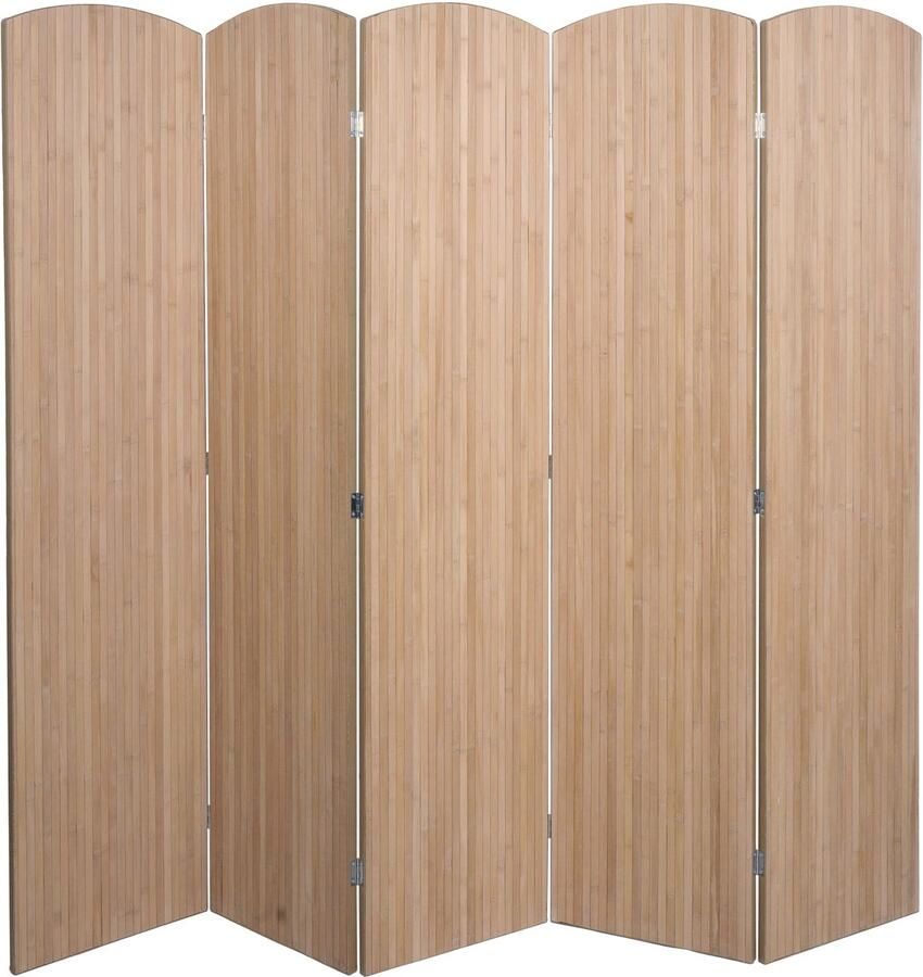 MCW Bamboe kamerscherm -O30 ruimteverdeler scheidingswand zichtbescherming opvouwbaar 5 panelen 170 x 204 cm
