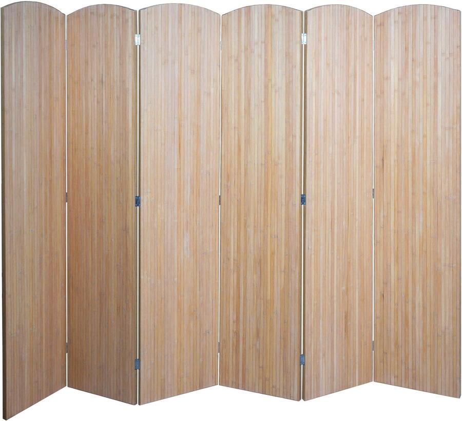 MCW Bamboe kamerscherm -O30 ruimteverdeler scheidingswand zichtbescherming opvouwbaar 6 panelen 170 x 245 cm