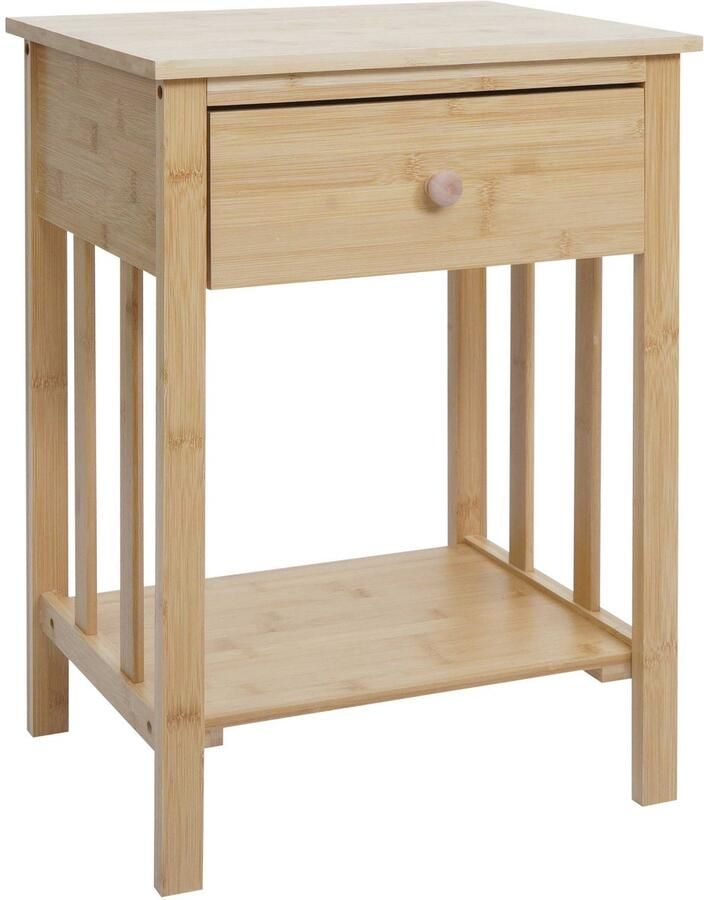 MCW Bamboe nachtkastje -O72 nachtkastje bijzettafel nachtkastje kast lade vak 55x40x30cm