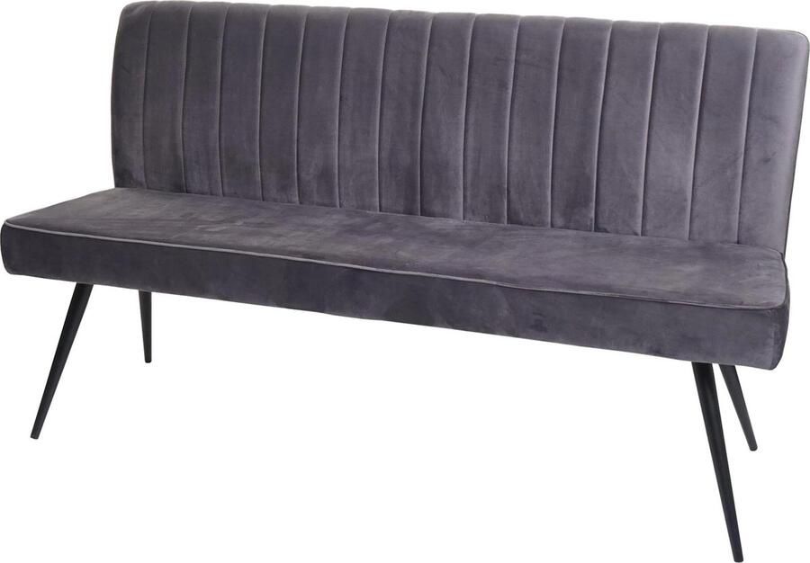 MCW Bank -K16 eetkamerbank bank gestoffeerd bank garderobe bank rugleuning fluweel metaal ~ 160cm donkergrijs