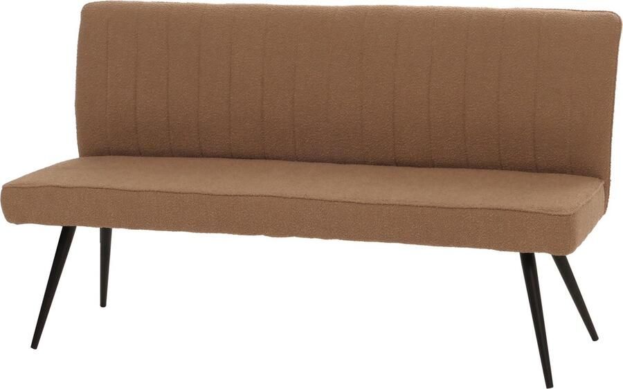 MCW Bank -K16 eetkamerbank gestoffeerde bank rugleuning stof textiel bouclé metaal 160cm ~ bruin