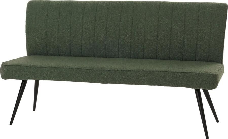 MCW Bank -K16 eetkamerbank gestoffeerde bank rugleuning stof textiel bouclé metaal 160cm ~ groen