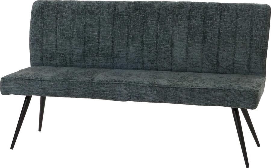 MCW Bank -K16 eetkamerbank gestoffeerde bank rugleuning stof textiel chenille metaal 160cm ~ blauwgroen