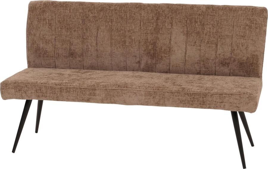 MCW Bank -K16 eetkamerbank gestoffeerde bank rugleuning stof textiel chenille metaal 160cm ~ bruin