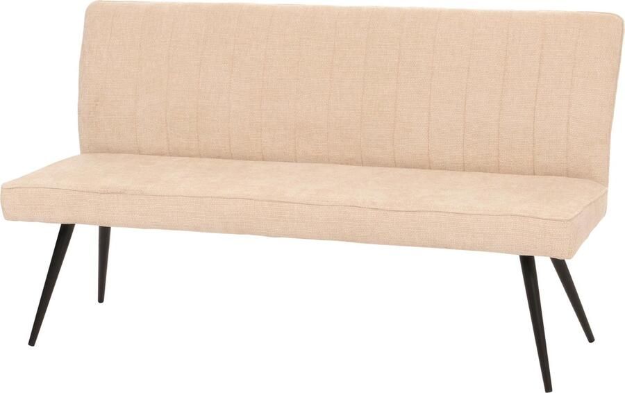 MCW Bank -K16 eetkamerbank gestoffeerde bank rugleuning stof textiel chenille metaal 160cm ~ crème-beige