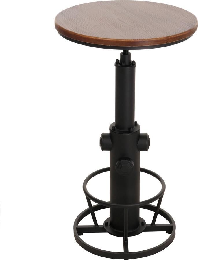 MCW Bartafel -N20 bistrotafel countertafel in hoogte verstelbare zwenkvoetsteun industrieel massief hout Ø 61 cm ~ bruin
