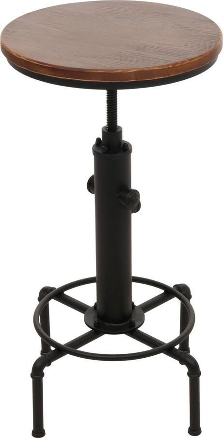 MCW Bartafel -N23 countertafel bistrotafel in hoogte verstelbaar draaibaar voetensteun industrieel ijzer massief hout Ø 50cm ~ bruin