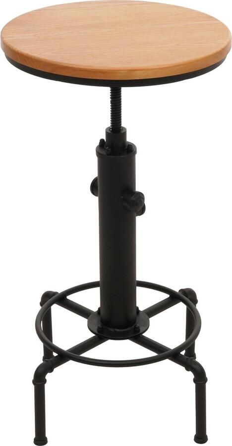 MCW Bartafel -N23 countertafel bistrotafel in hoogte verstelbaar draaibaar voetensteun industrieel staal massief hout Ø 50cm ~ natuur