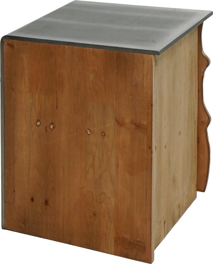 MCW Bijzettafel -L76 ladekast nachtkastje industrieel massief hout MVG 60x50x40cm naturel met metaal look