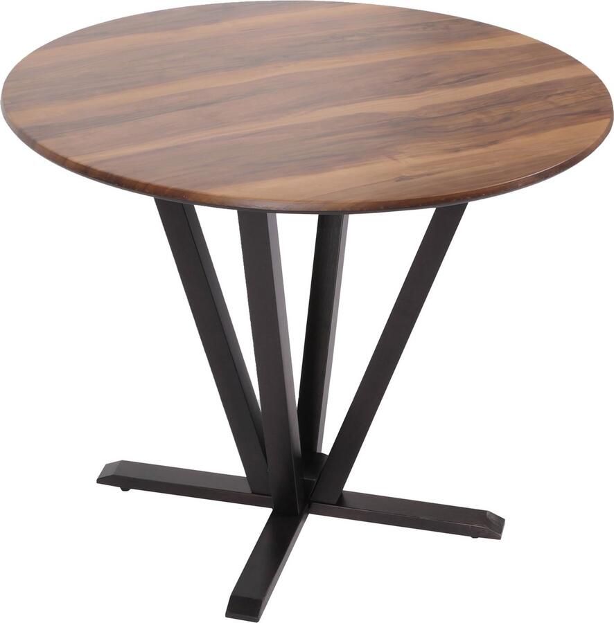 MCW Bistrotafel -M56 eettafel massief hout HPL laminaat melamine Ø92cm betonlook frame bruin