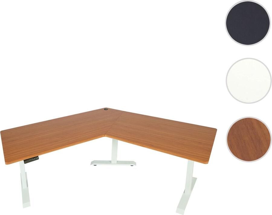 MCW Bureau -D40 computerbureau 120° elektrisch in hoogte verstelbaar ~ naturel wit