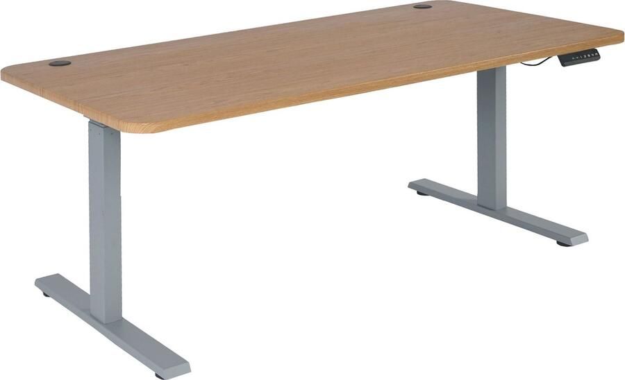 MCW Bureau -D40 computerbureau elektrisch in hoogte verstelbaar 160x80cm 53kg MVG ~ bruine structuur grijs