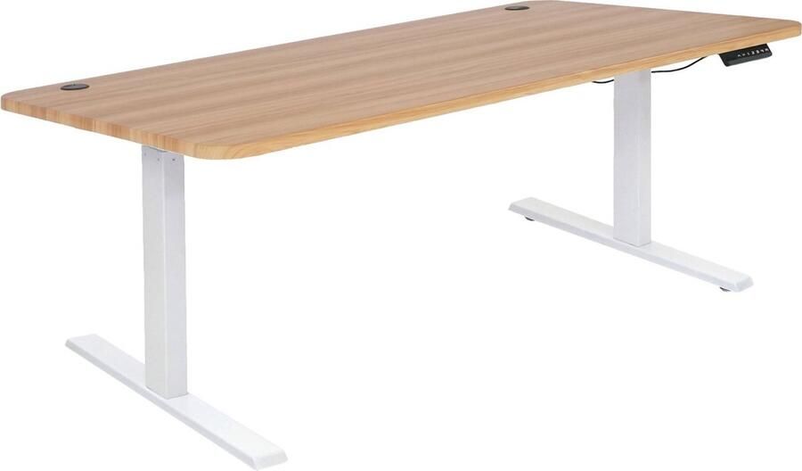 MCW Bureau -D40 computerbureau elektrisch in hoogte verstelbaar 160x80cm 53kg MVG ~ eiken decor wit