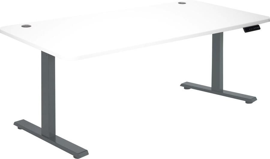 MCW Bureau -D40 computerbureau elektrisch in hoogte verstelbaar 160x80cm 53kg MVG ~ wit antracietgrijs