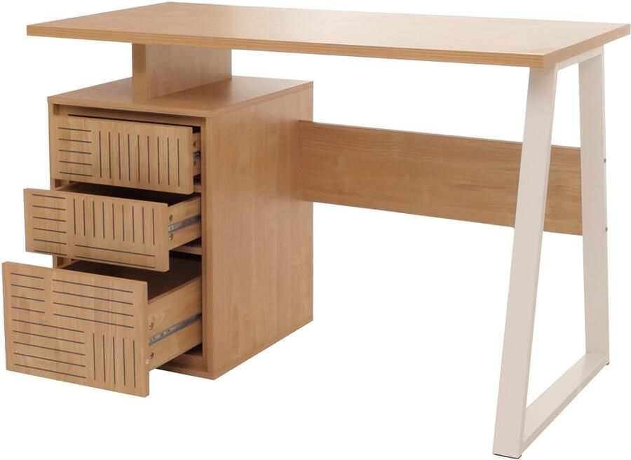 MCW Bureau -O32 bureau computerbureau bureau lade melamine hout 77x118x58cm ~ iep natuur