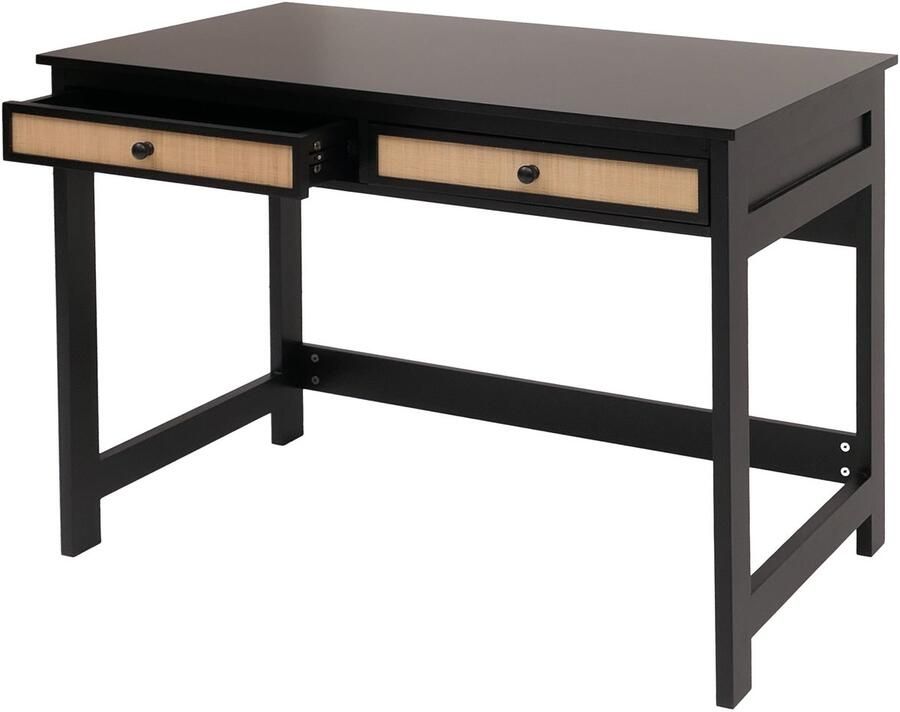 MCW Bureau -O36 bureau laptop bureau werktafel lade 78x110x60cm hout ~ zwart