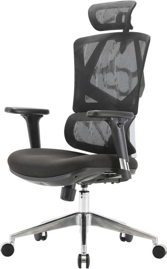 Sihoo Bureaustoel Ergonomisch lendensteun hoge rugleuning 3D armleuningen ~ zwart gestoffeerd