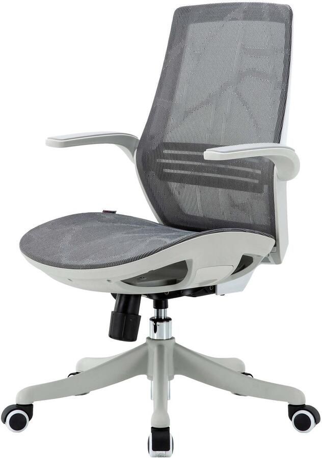 MCW Bureaustoel -J91 bureaustoel ergonomische S-vormige rugleuning opklapbare armleuning met taillesteun ~ grijs