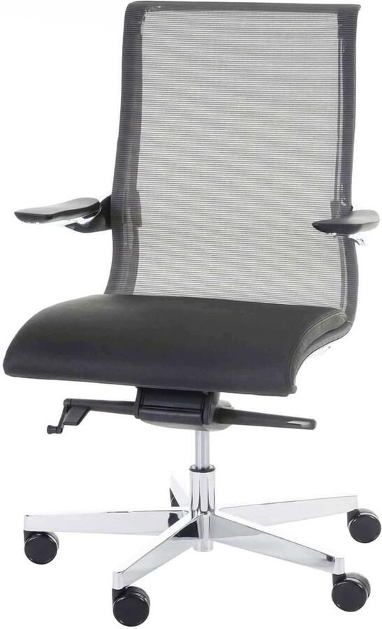 MCW Bureaustoel MERRYFAIR Saville bureaustoel draaistoel leder mesh combinatie zwart ~ Standaard