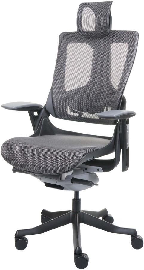 MCW Bureaustoel MERRYFAIR Wau 2 bureaustoel draaistoel bekleed mesh ergonomisch ~ zwart-grijs zwart frame