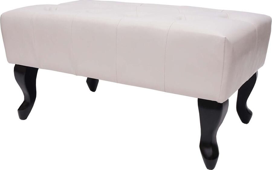 MCW Chesterfield poef voetenbankje kunstleer 39x77x47cm ~ crème-wit