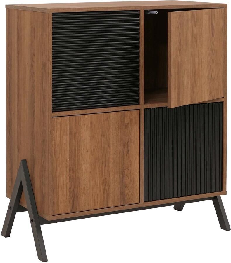 MCW Commode -O40 kast dressoir highboard met deuren opbergvakken MDF metaal melamine 94x79x40 cm ~ naturel