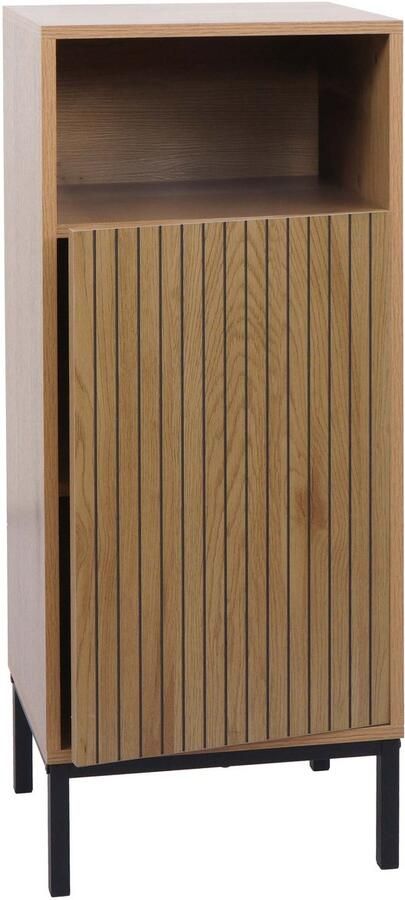 MCW Commode -O42 badkamercommode Badkamerkast Kast met 1 deur 3 opbergvakken MDF melamine 98x39x30cm ~ houtlook beige - Foto 2