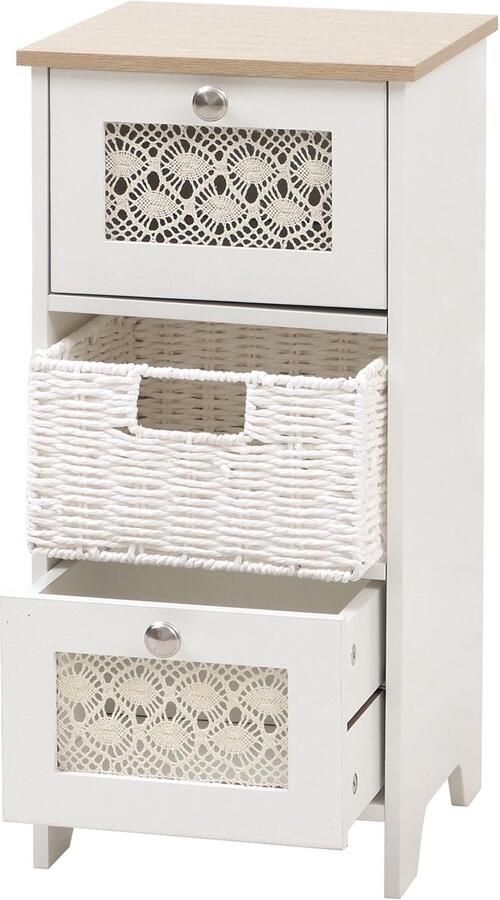 MCW Commode -O75 ladekast 3 laden mandladen hout melamine 63x30x30 cm ~ naturel-wit