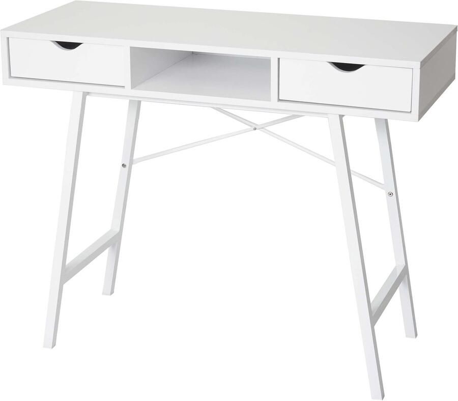 MCW Console tafel -E92 bijzettafel 3D-structuur 100x40cm ~ wit