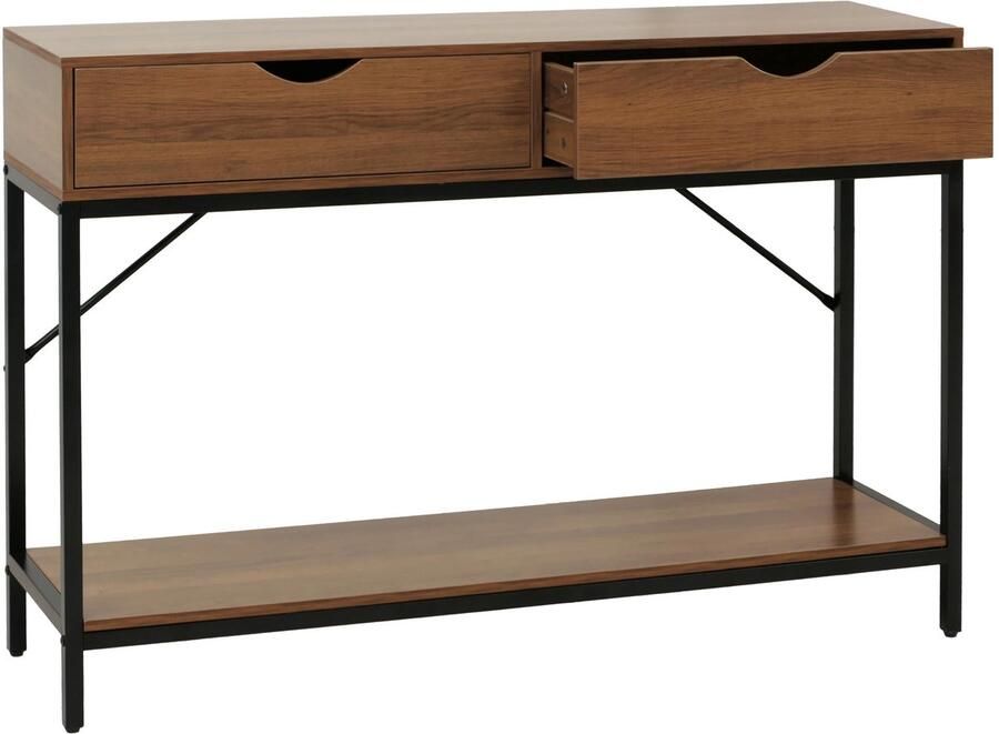 MCW Console tafel -O76 telefoontafel bijzettafel opbergtafel lades opbergruimte Industrial 76x109x30cm ~ bruin