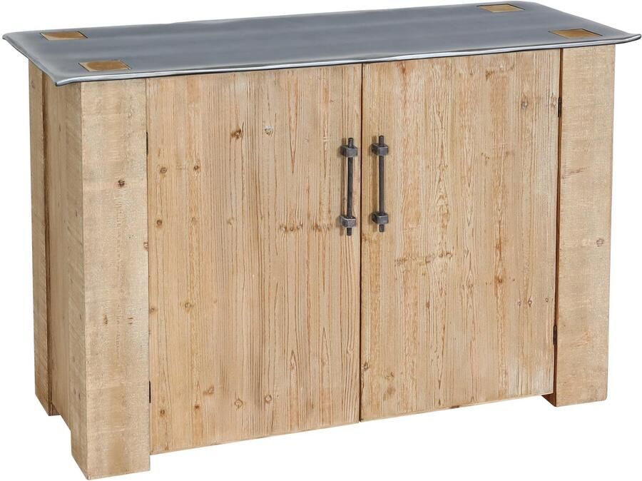 MCW Dressoir -L76 ladekast industrieel massief hout MVG-gecertificeerd 80x120x48cm naturel met metaal look