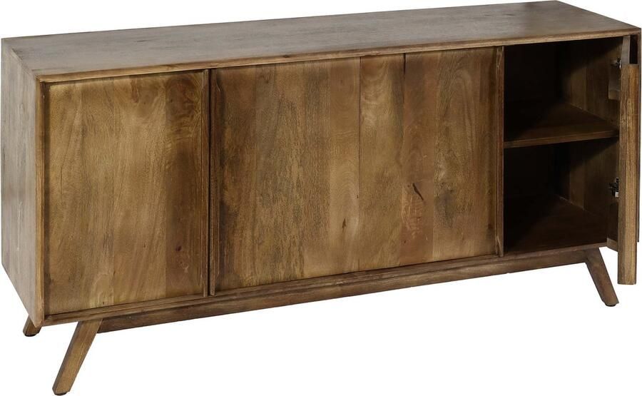 MCW Dressoir -L96 ladekast dressoir 4 vakken en 4 planken massief mangohout 72x146x43cm MVG naturel