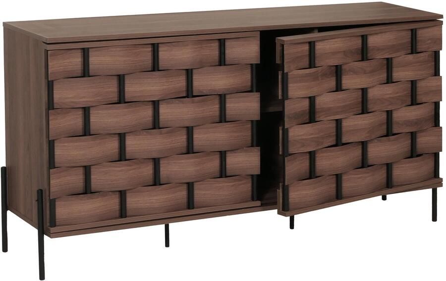 MCW Dressoir -M44 ladekast dressoir 3D vlechtwerk design push-to-open deuren 152x80x40cm bruin