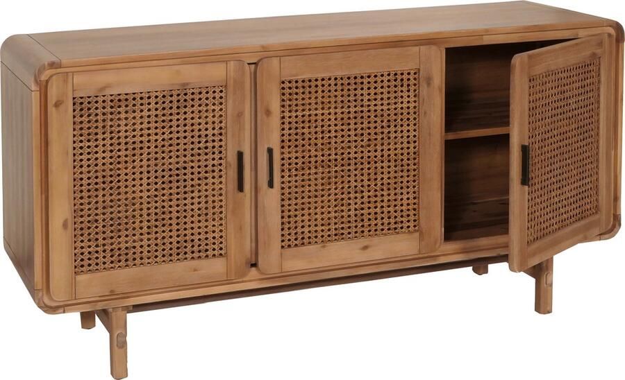 MCW Dressoir -M47 ladekast highboard dressoir opbergvakken rotan acacia massief hout gebeitst 82x160x45cm 38kg