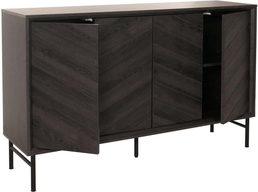 MCW Dressoir -M50 ladekast highboard dressoir massief hout mango 94x151x40cm ~ donkergrijs