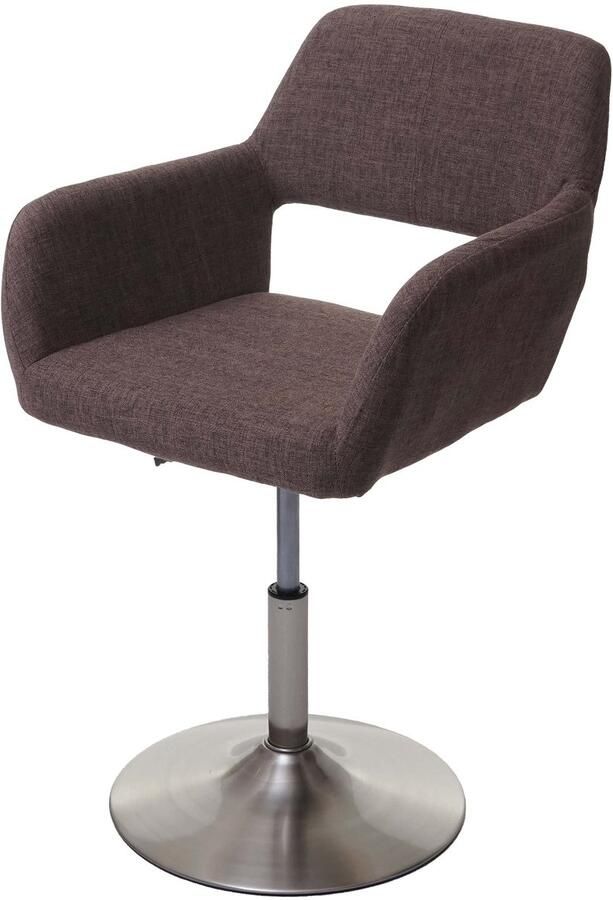 MCW Eetkamerstoel -A50 III stoel keukenstoel retro jaren 50 stof textiel ~ bruin geborsteld onderstel