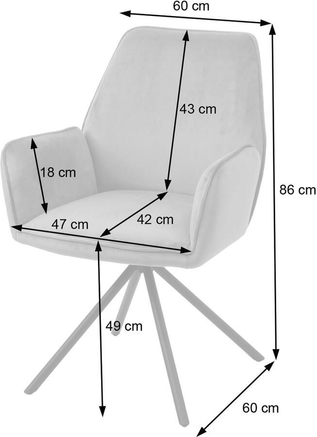 MCW Eetkamerstoel -G67 keukenstoel Stoel met armleuning draaibare autostand fluweel MVG ~ turquoise-blauw zwarte poten